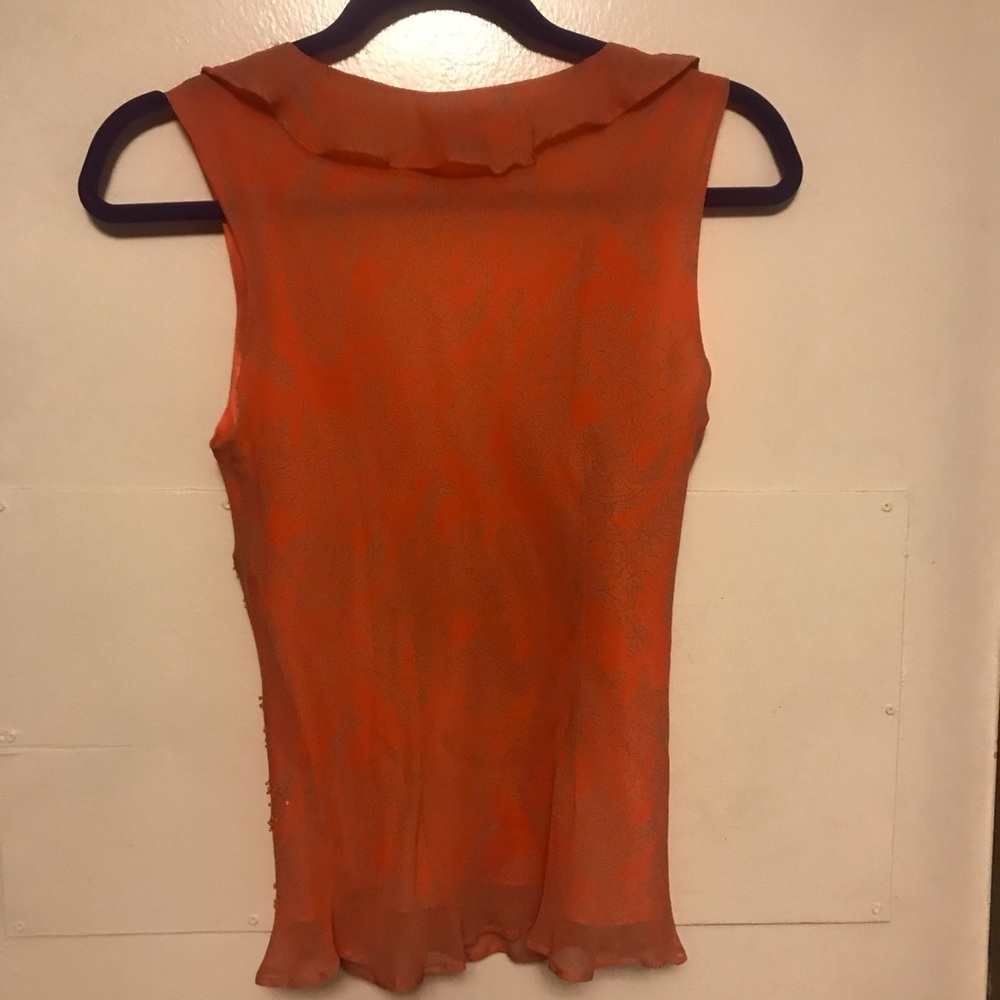 Ice silk orange ruffle top - Picture 3 of 3